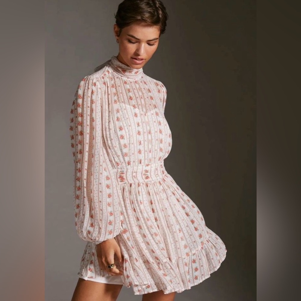 Anthropologie x Let Me Be Sheer Long Sleeve Mini Dress